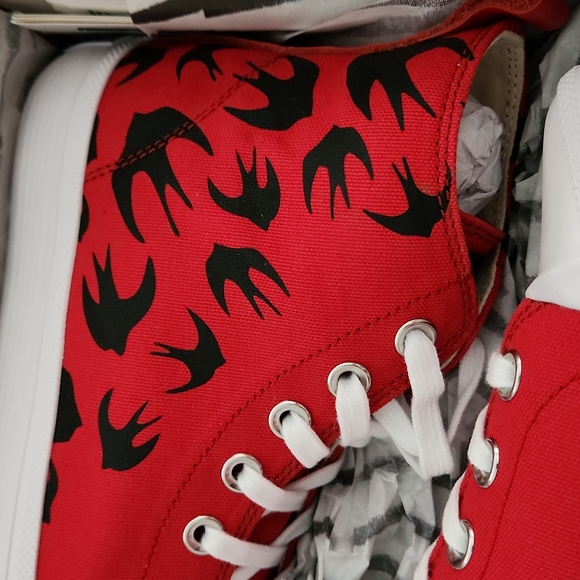 MCQ Alexander McQueen Swallow Swarm Vulcanized HiTop Sneaker Unisex M7/W9 3040 - Picture 11 of 13